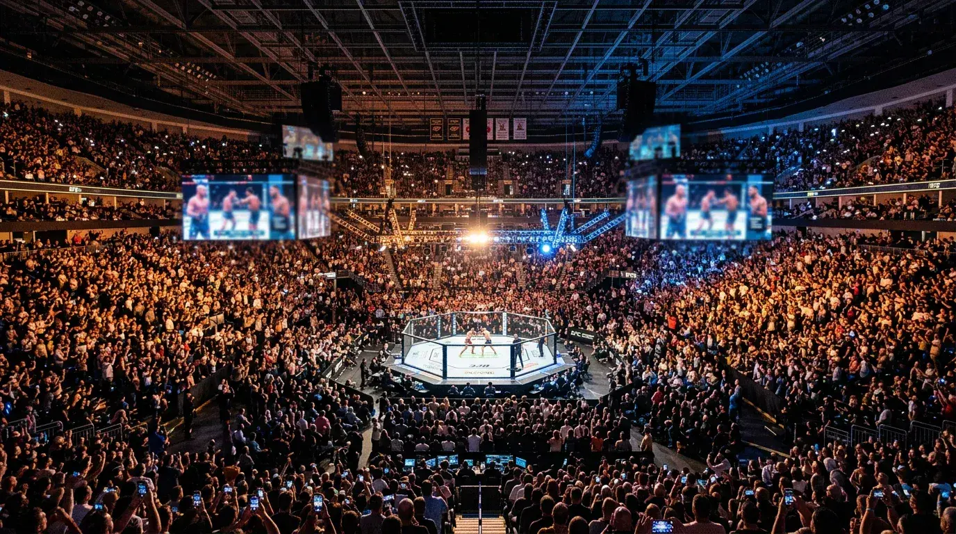 Packed arena during a UFC event showing the scale of the MMA betting market