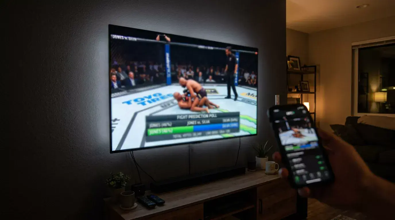 UFC Polymarket prediction scoreboard integrated into broadcast for MMA betting